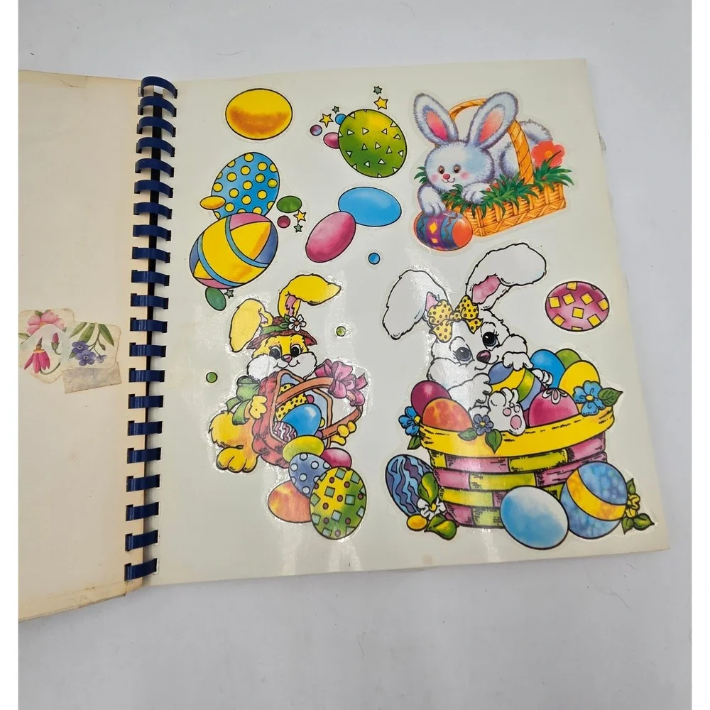 Easter and‎ Spring Vinyl Clings Storage Book Retro Bunny Chick Window Decal